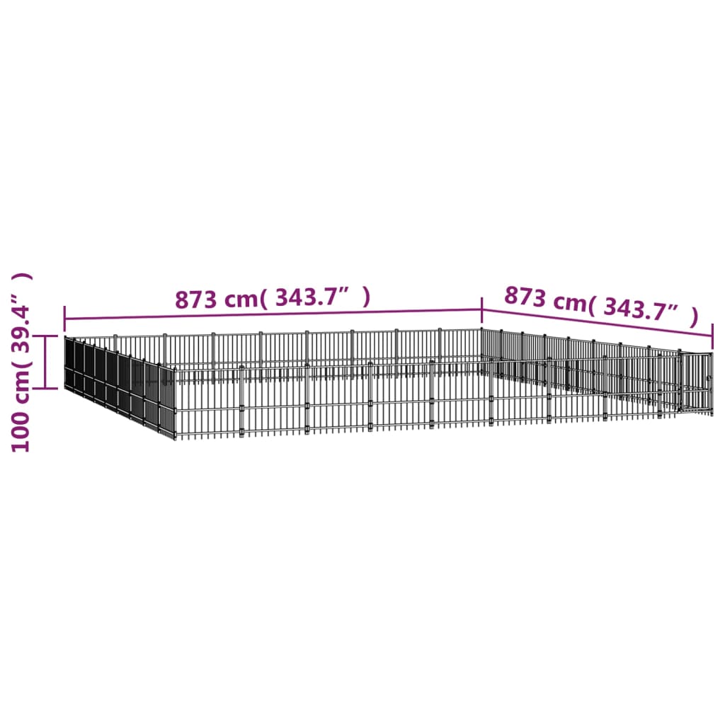 Zunanji pasji boks jeklo 76,21 m²