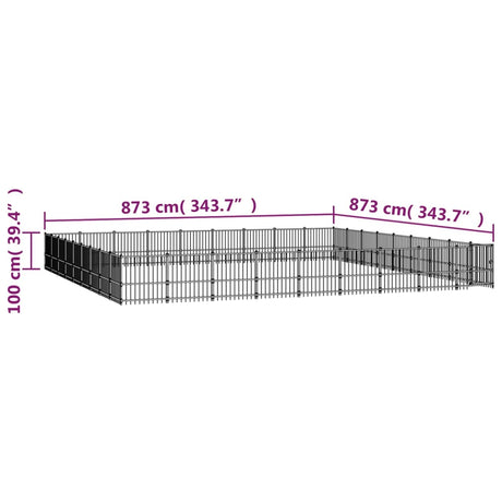 Zunanji pasji boks jeklo 76,21 m²