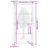 Vrtna vrata 105x180 cm Corten jeklo dizajn drevesa