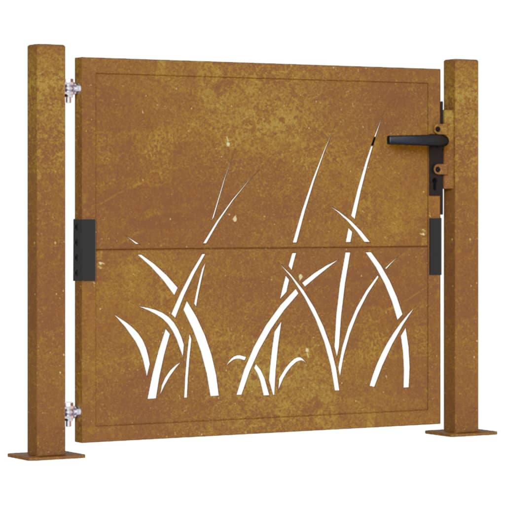 Vrtna vrata 105x80 cm Corten jeklo dizajn trave