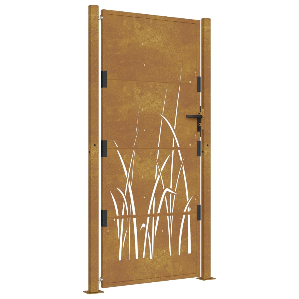 Vrtna vrata 105x205 cm Corten jeklo dizajn trave