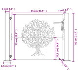 Vrtna vrata 105x80 cm Corten jeklo dizajn drevesa