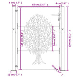 Vrtna vrata 105x130 cm corten jeklo dizajn drevesa