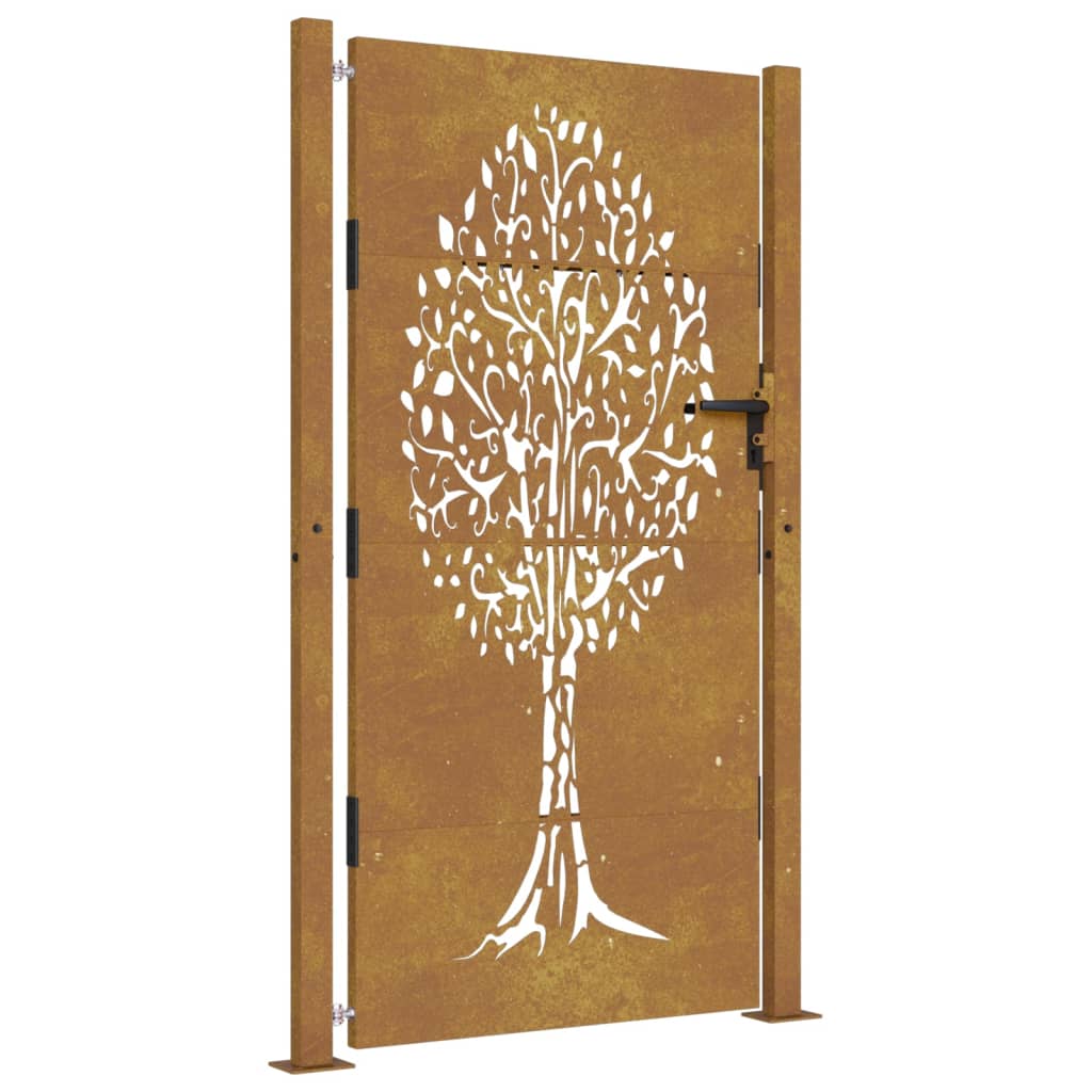 Vrtna vrata 105x205 cm Corten jeklo dizajn drevesa