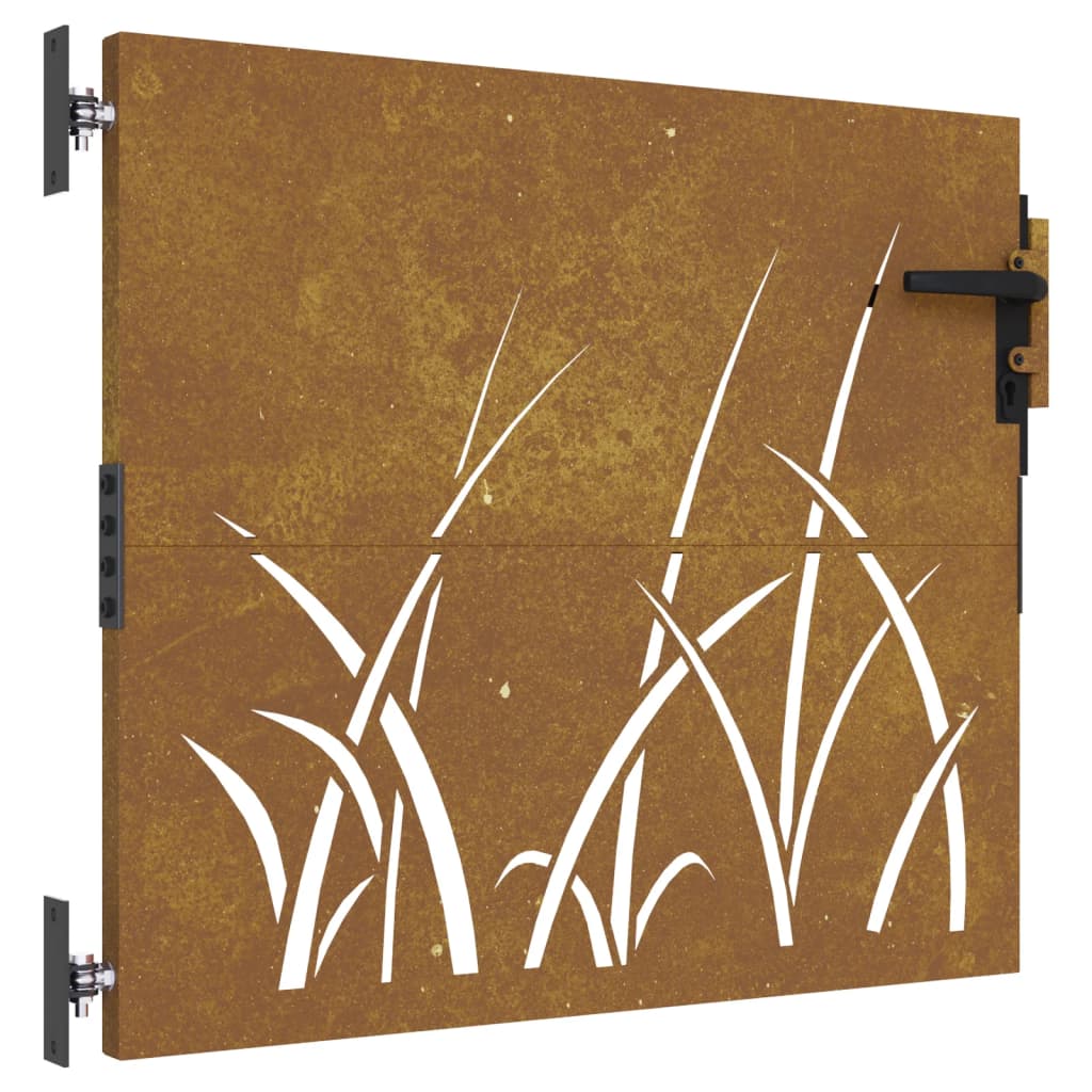 Vrtna vrata 85x100 cm corten jeklo dizajn trave