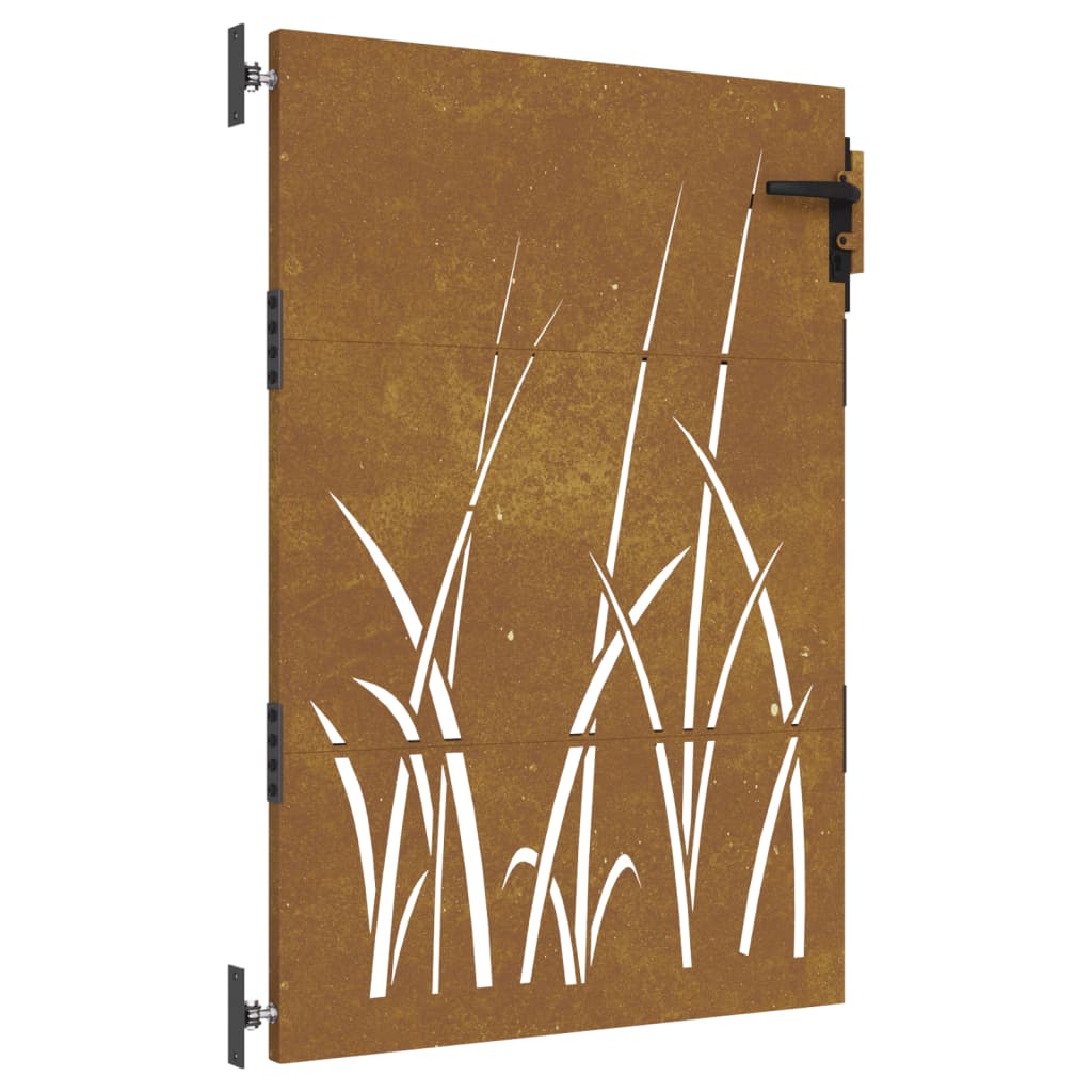 Vrtna vrata 85x125 cm corten jeklo dizajn trave