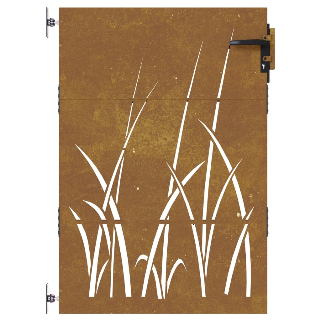 Vrtna vrata 85x125 cm corten jeklo dizajn trave