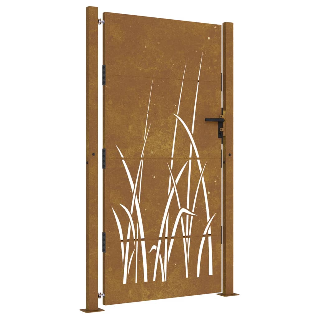 Vrtna vrata 105x205 cm Corten jeklo dizajn trave