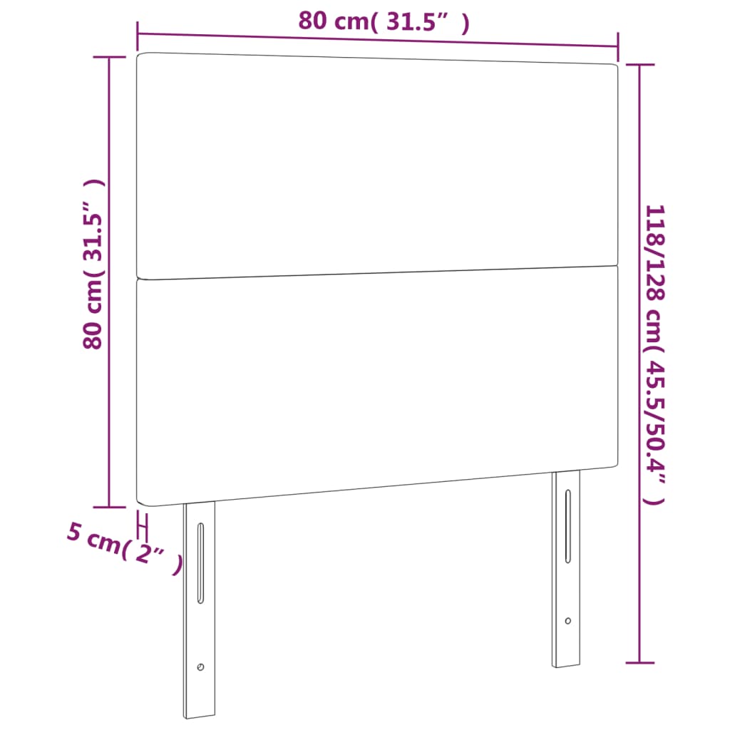 Posteljno vzglavje 2 kosa črno 80x5x78/88 cm blago