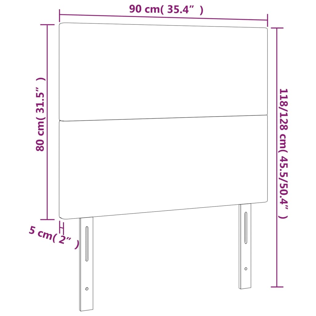 Posteljno vzglavje 2 kosa temno sivo 90x5x78/88 cm blago