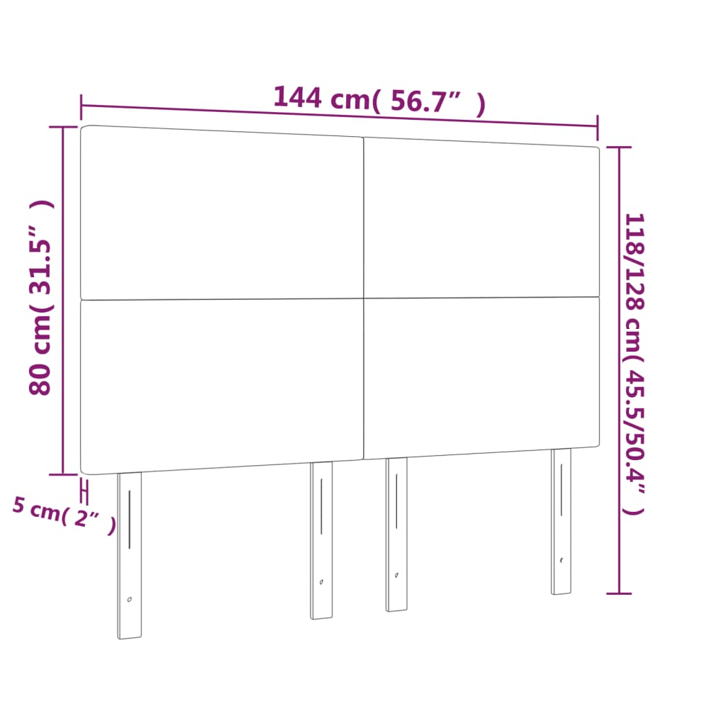 Posteljno vzglavje 4 kosa svetlo siv 72x5x78/88 cm blago