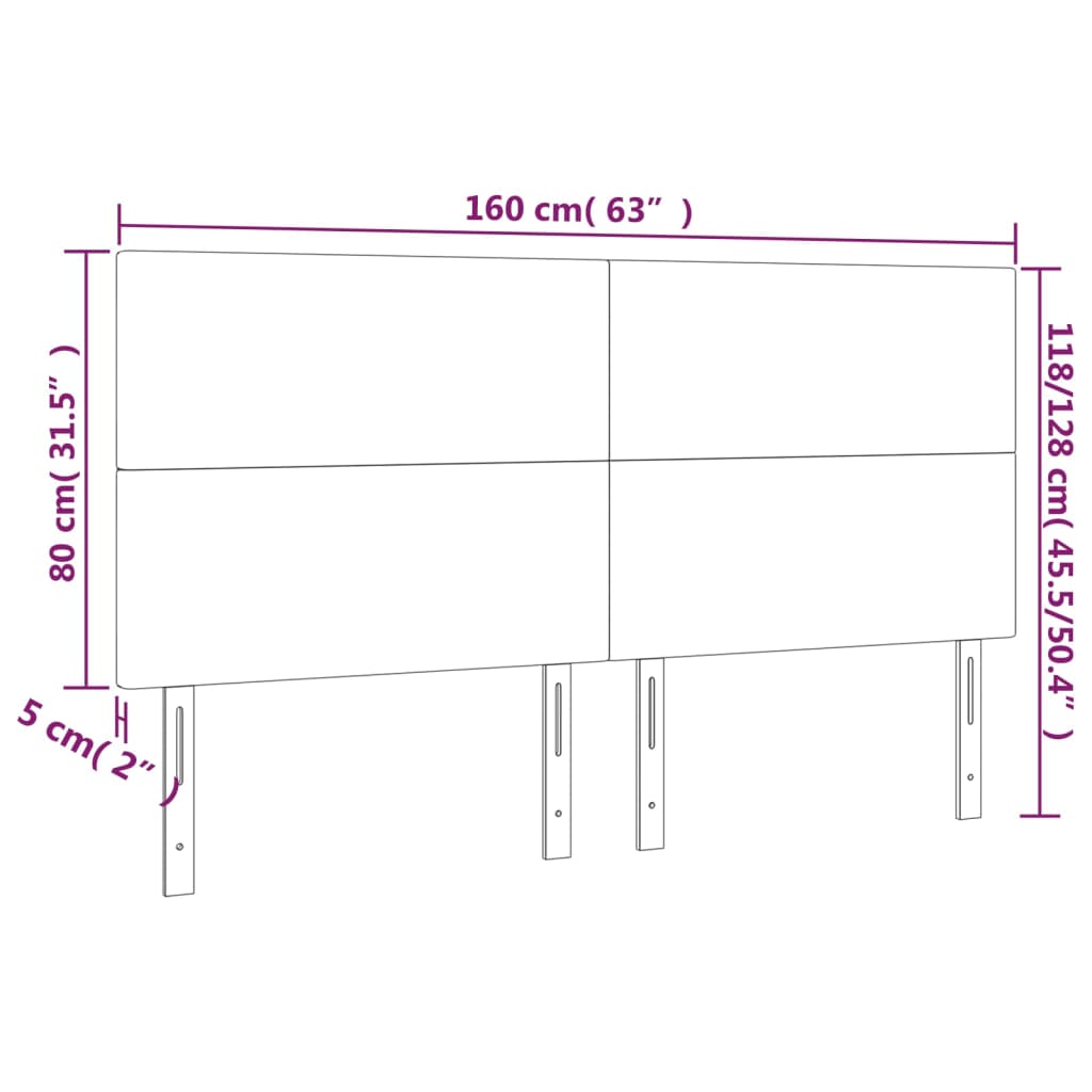 Posteljno vzglavje 4 kosa temno siv 80x5x78/88 cm blago