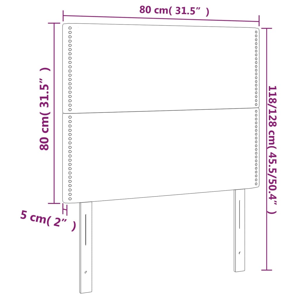 Posteljno vzglavje 2 kosa temno sivo 80x5x78/88 cm blago