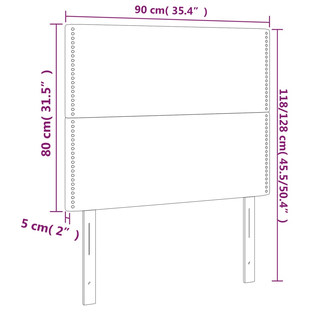 Posteljno vzglavje 2 kosa temno sivo 90x5x78/88 cm blago