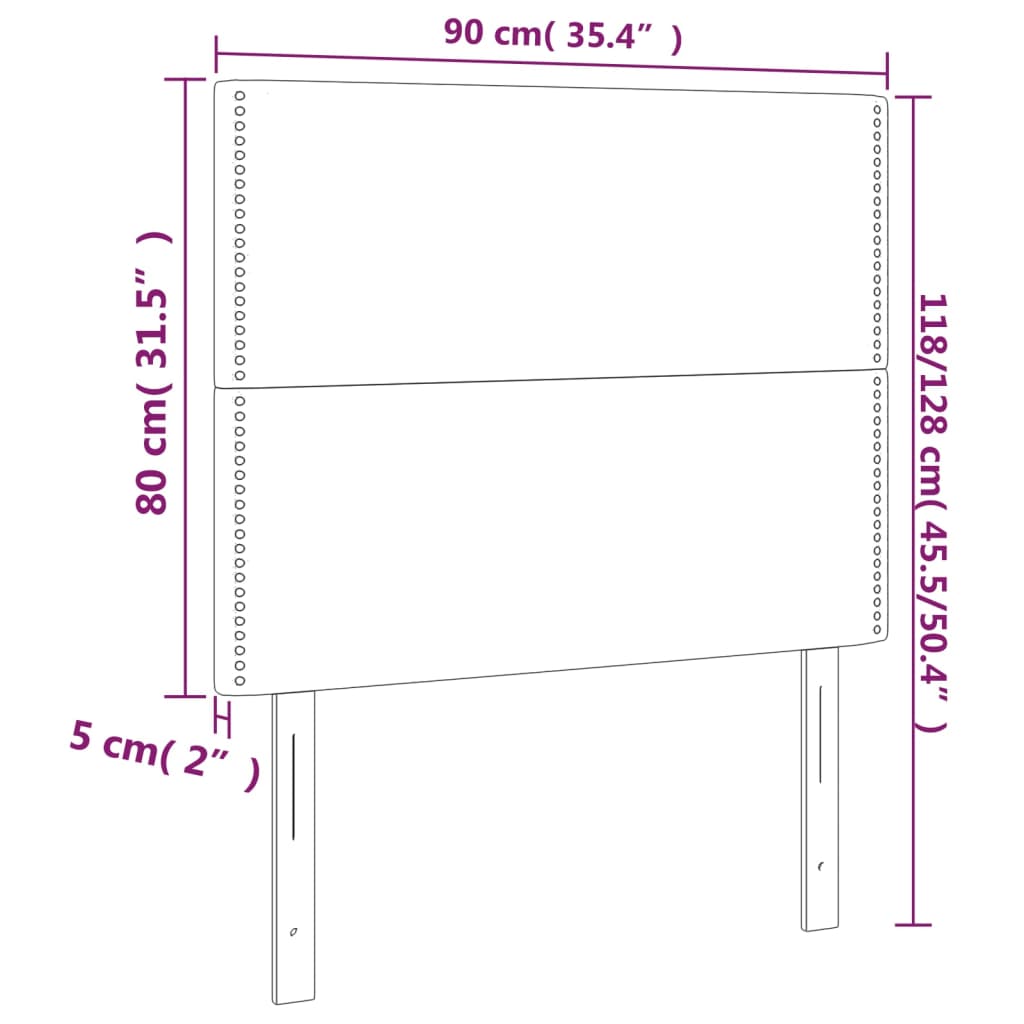 Posteljno vzglavje 2 kosa krem 90x5x78/88 cm blago