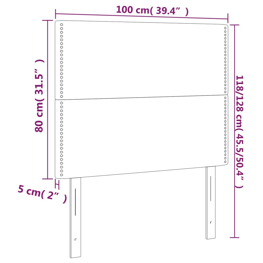 Posteljno vzglavje 2 kosa modro 100x5x78/88 cm blago