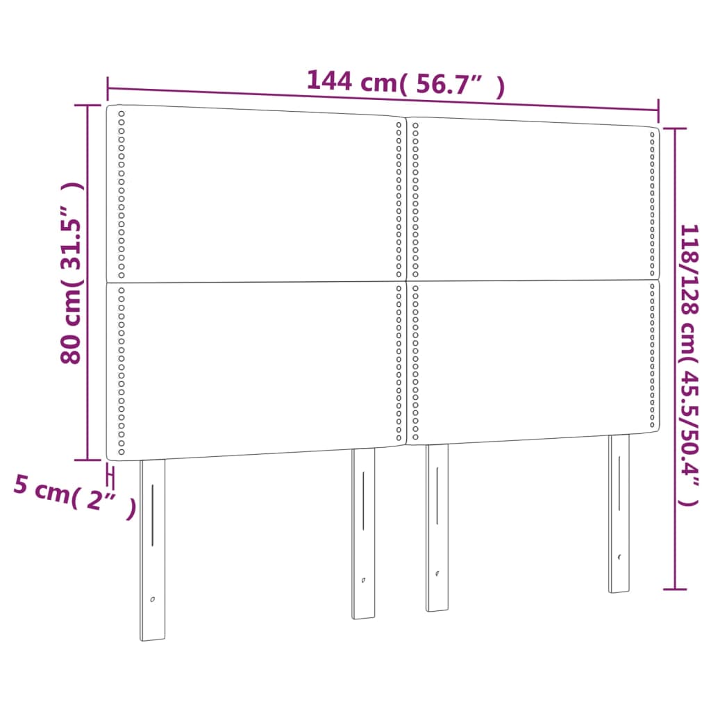 Posteljno vzglavje 4 kosa temno siv 72x5x78/88 cm blago