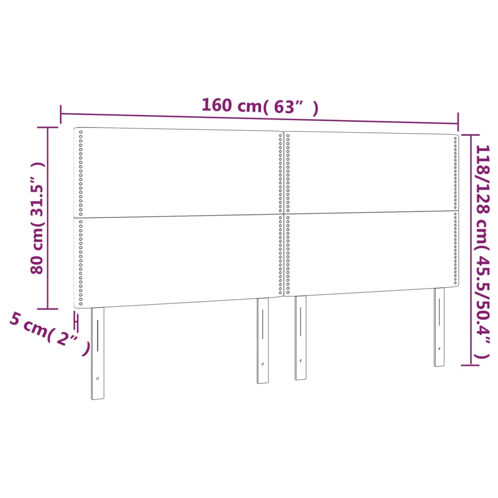 Posteljno vzglavje 4 kosa temno rjav 80x5x78/88 cm blago