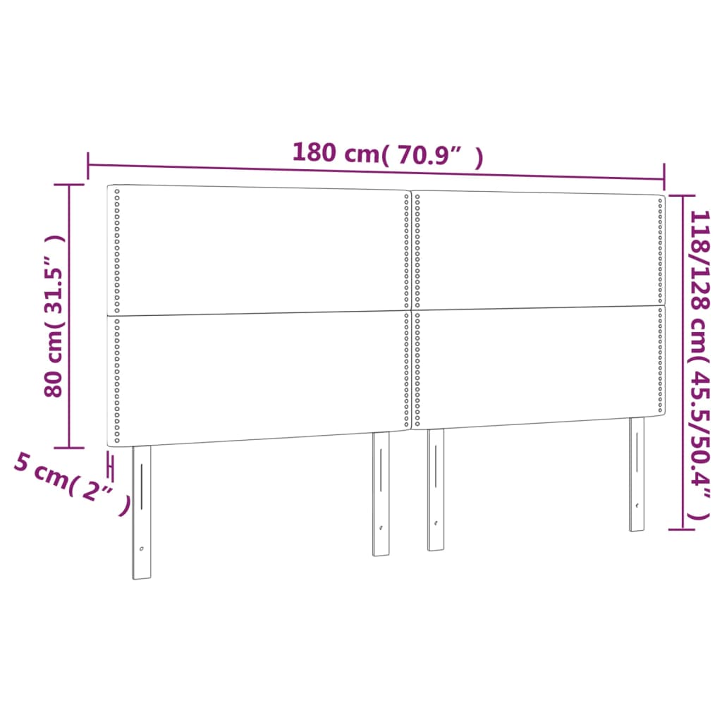 Posteljno vzglavje 4 kosa temno rjav 90x5x78/88 cm blago