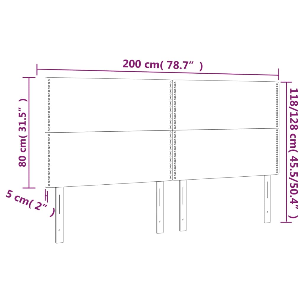 Posteljno vzglavje 4 kosa temno rjav 100x5x78/88 cm blago