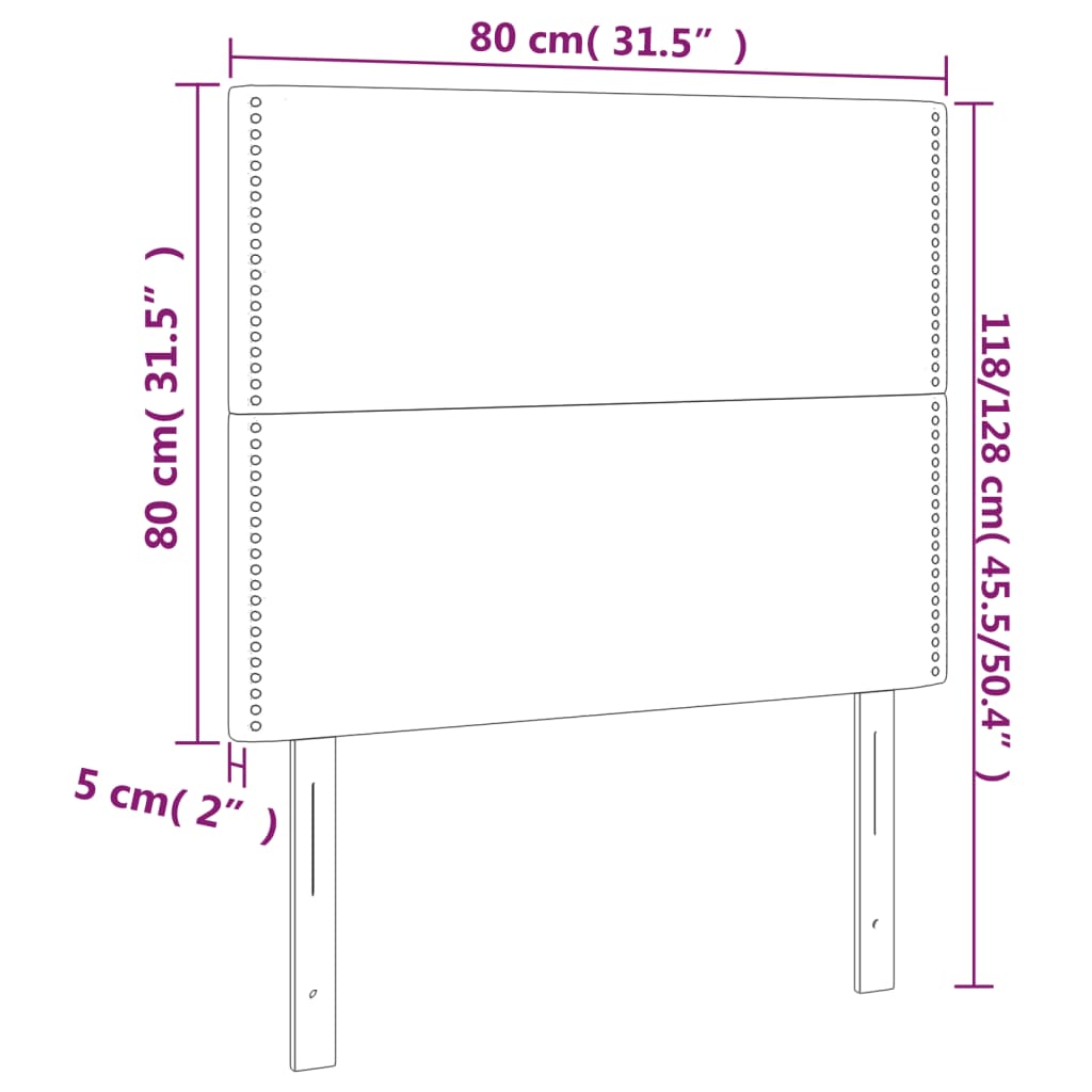 Posteljno vzglavje 2 kosa temno sivo 80x5x78/88 cm žamet