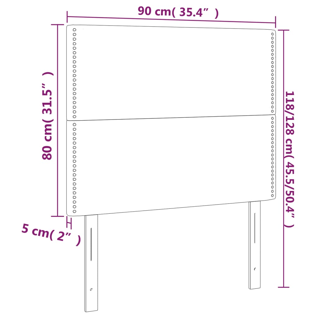 Posteljno vzglavje 2 kosa črno 90x5x78/88 cm žamet