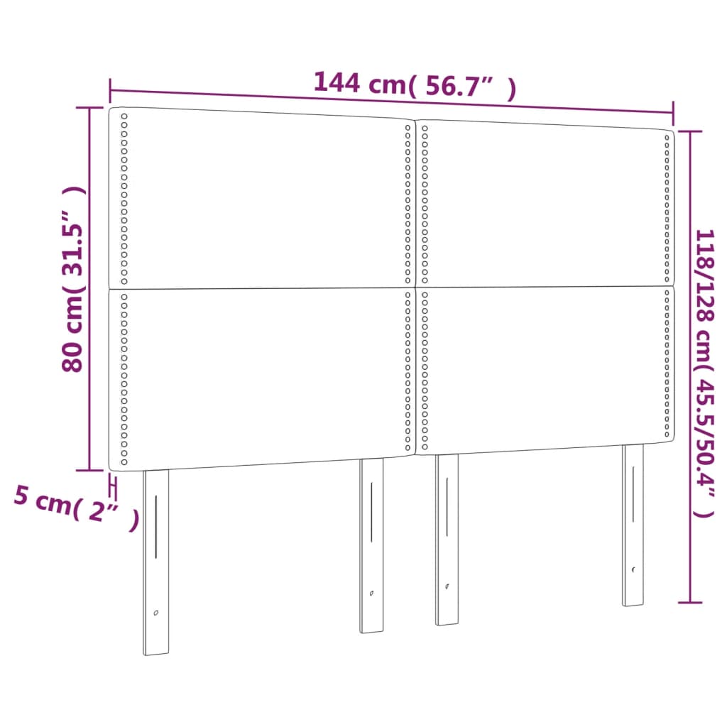 Posteljno vzglavje 4 kosa temno moder 72x5x78/88 cm žamet