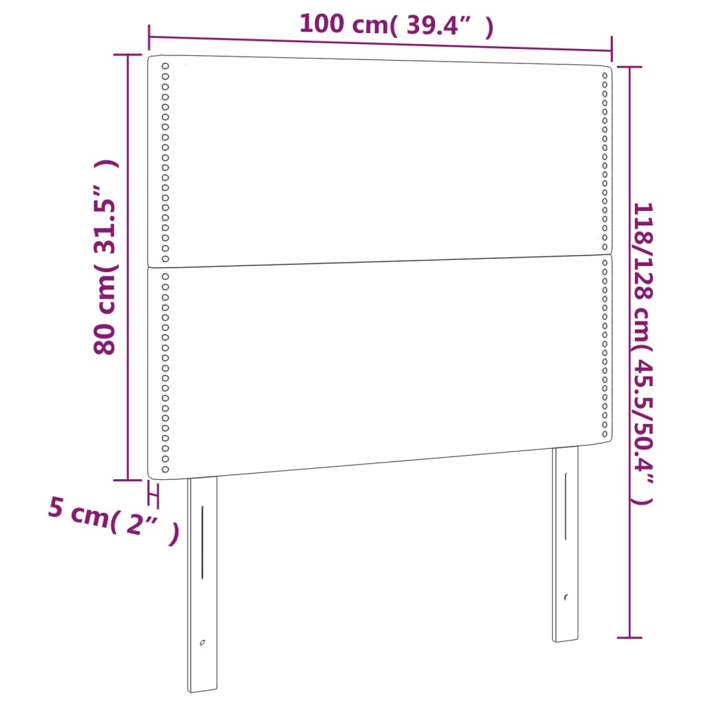 Posteljno vzglavje 2 kosa črno 100x5x78/88 cm umetno usnje