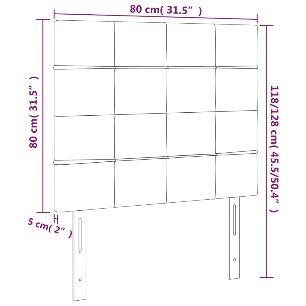 Posteljno vzglavje 2 kosa svetlo sivo 80x5x78/88 cm blago