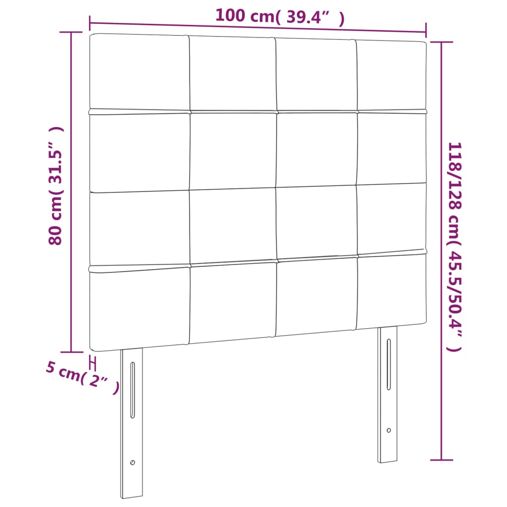 Posteljno vzglavje 2 kosa temno sivo 100x5x78/88 cm blago