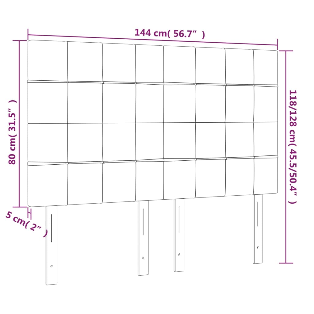 Posteljno vzglavje 4 kosa svetlo siv 72x5x78/88 cm blago