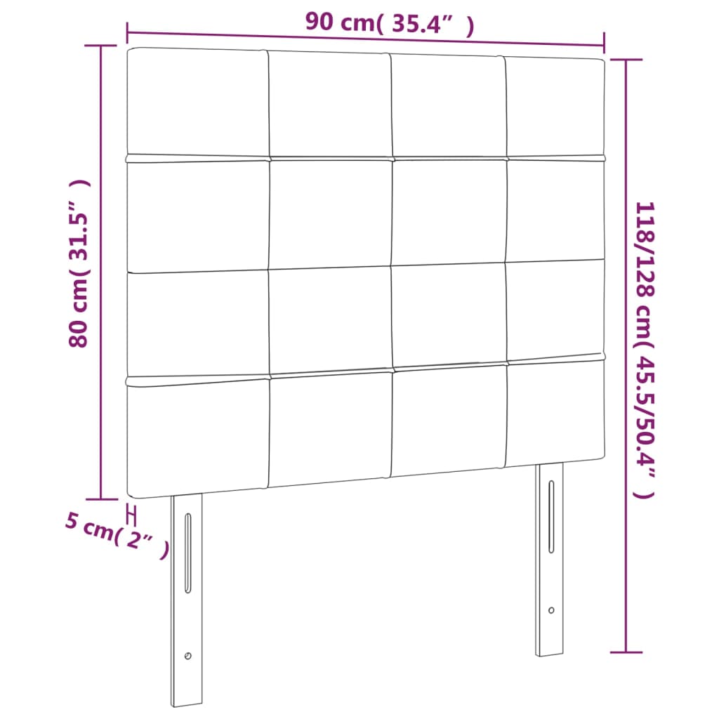 Posteljno vzglavje 2 kosa svetlo sivo 90x5x78/88 cm žamet