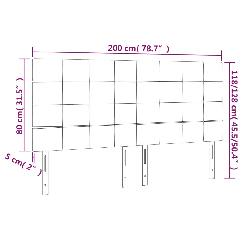 Posteljno vzglavje 4 kosa temno siv 100x5x78/88 cm žamet