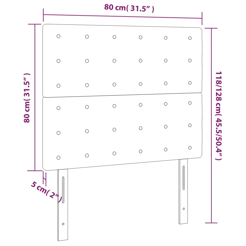 Posteljno vzglavje 2 kosa črno 80x5x78/88 cm umetno usnje