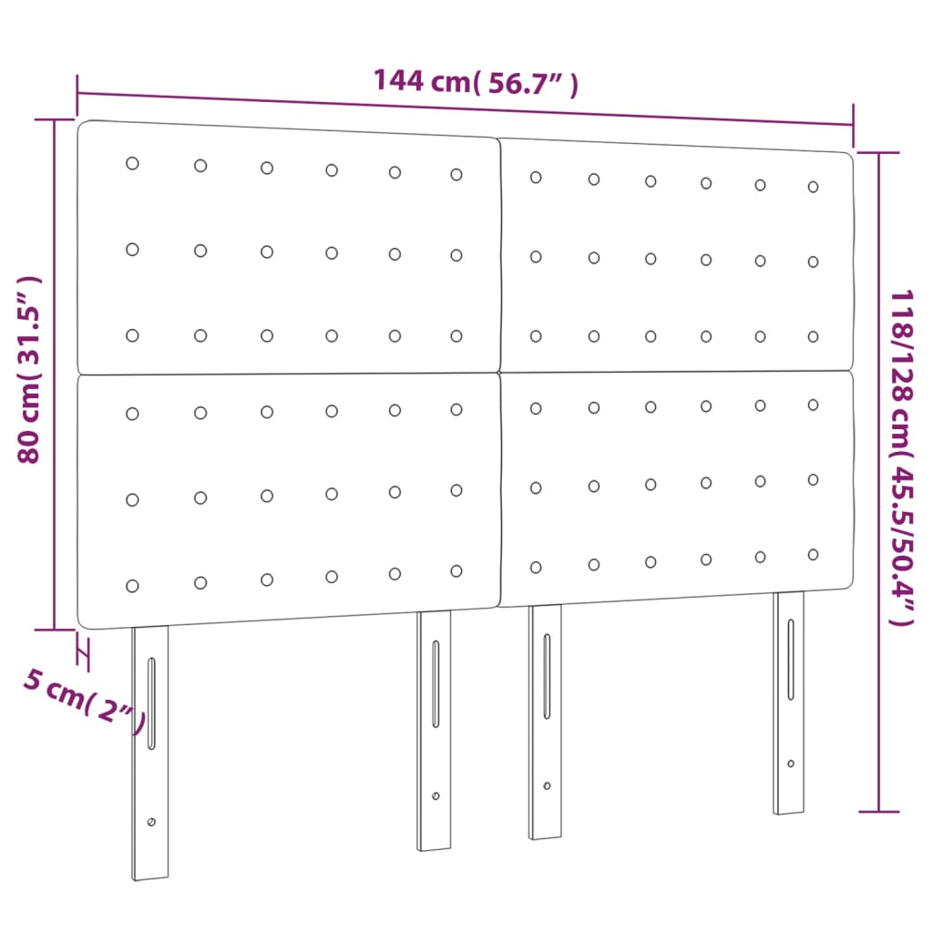 Posteljno vzglavje 4 kosa belo 72x5x78/88 cm umetno usnje