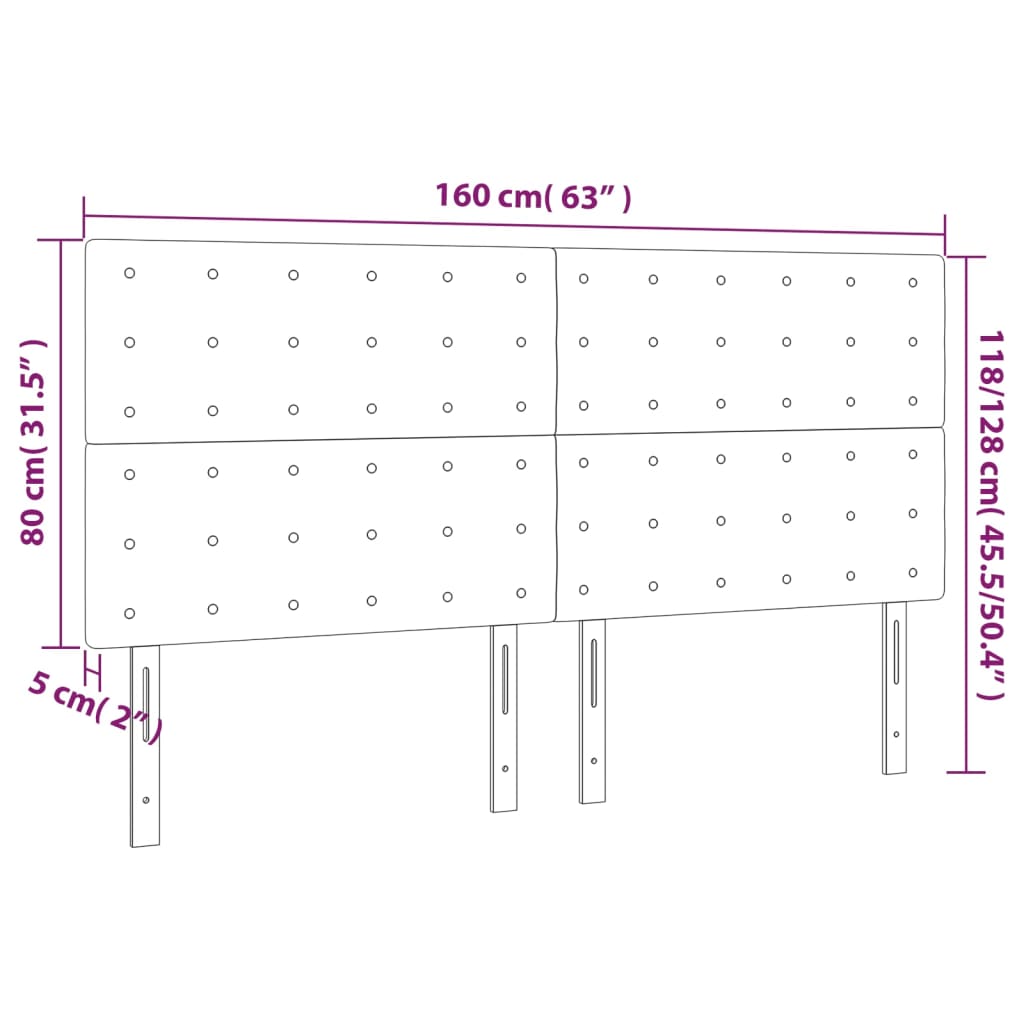 Posteljno vzglavje 4 kosa siv 80x5x78/88 cm umetno usnje