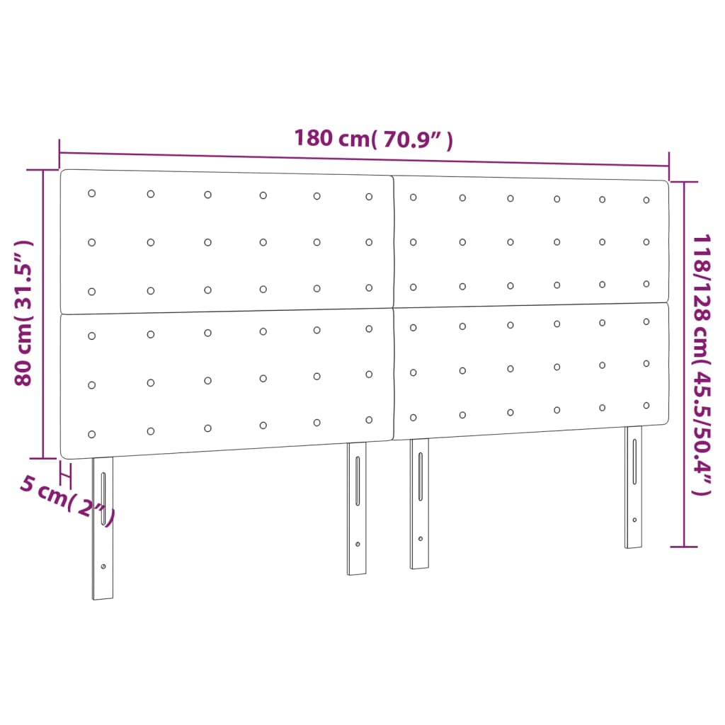 Posteljno vzglavje 4 kosa siv 90x5x78/88 cm umetno usnje