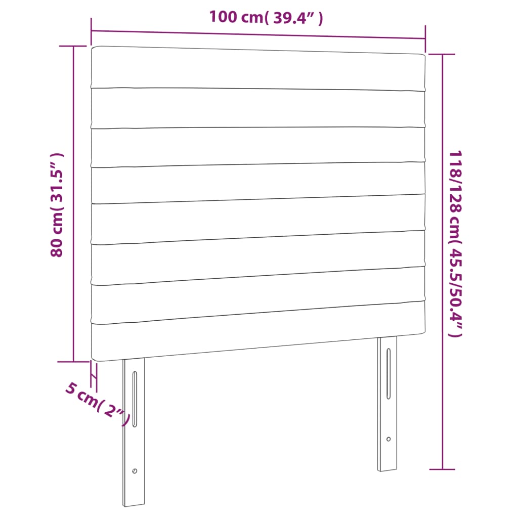 Posteljno vzglavje 2 kosa črno 100x5x78/88 cm blago