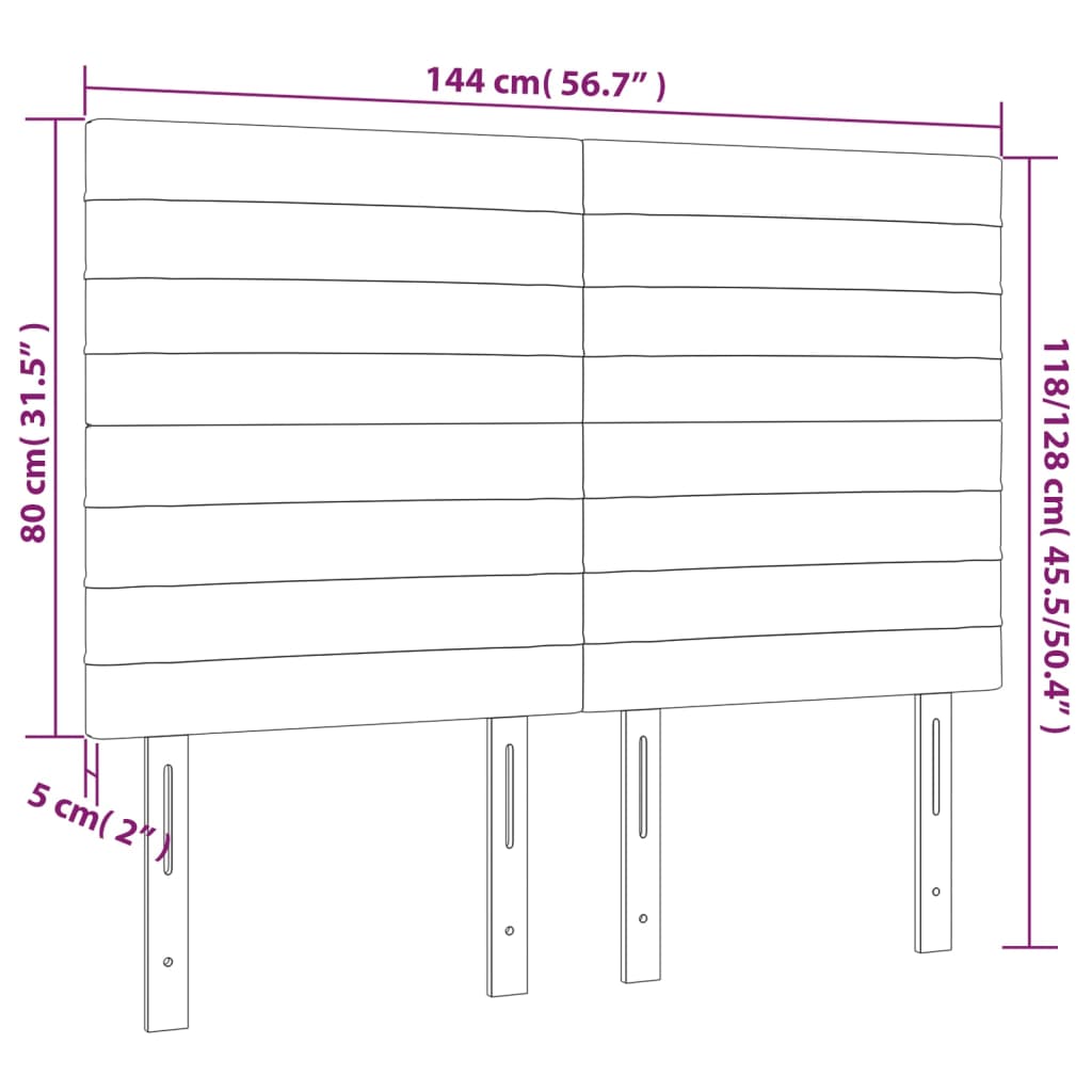 Posteljno vzglavje 4 kosa svetlo siv 72x5x78/88 cm blago