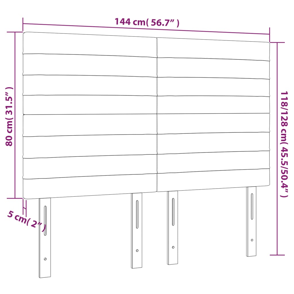 Posteljno vzglavje 4 kosa črn 72x5x78/88 cm blago