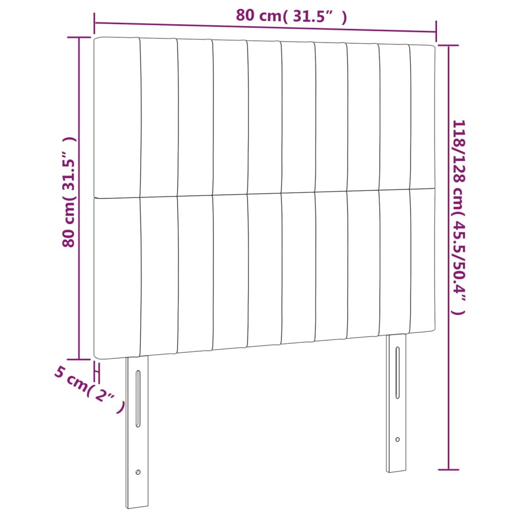 Posteljno vzglavje 2 kosa črno 80x5x78/88 cm blago