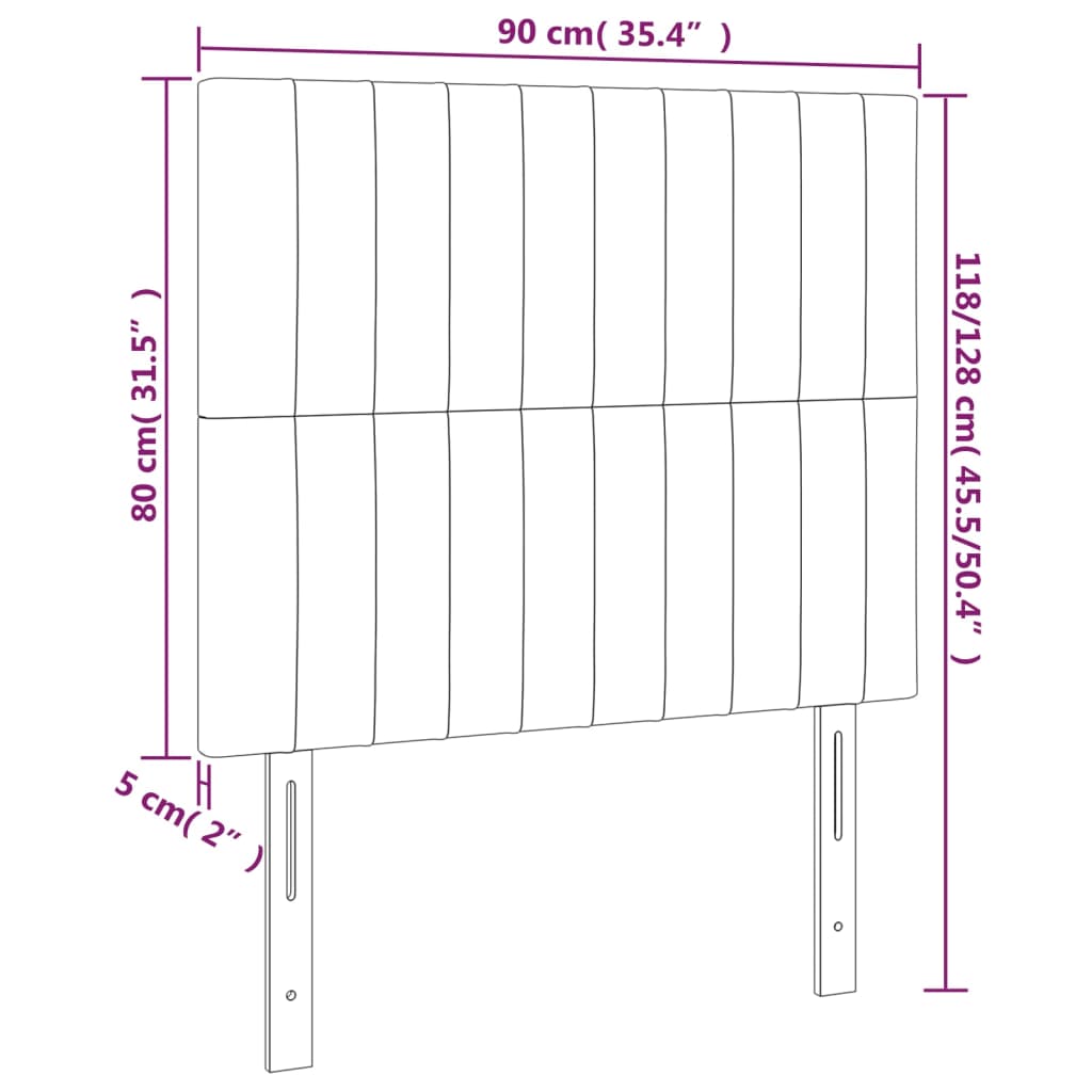 Posteljno vzglavje 2 kosa temno sivo 90x5x78/88 cm blago