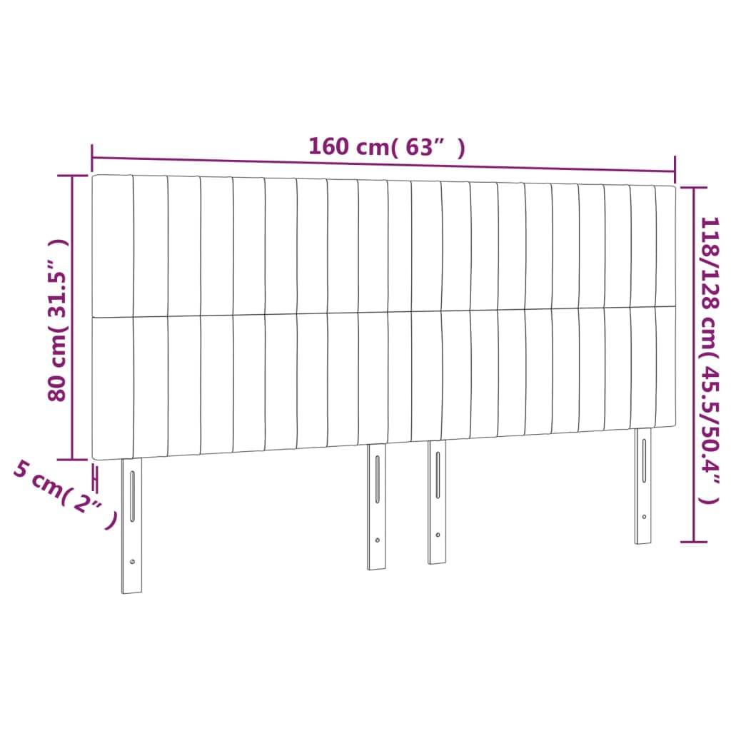 Posteljno vzglavje 4 kosa temno siv 80x5x78/88 cm blago