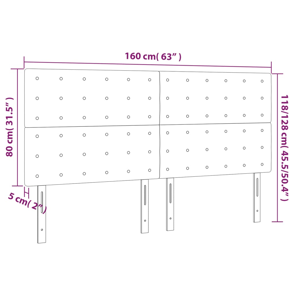 Posteljno vzglavje 4 kosi taupe 80x5x78/88 cm blago