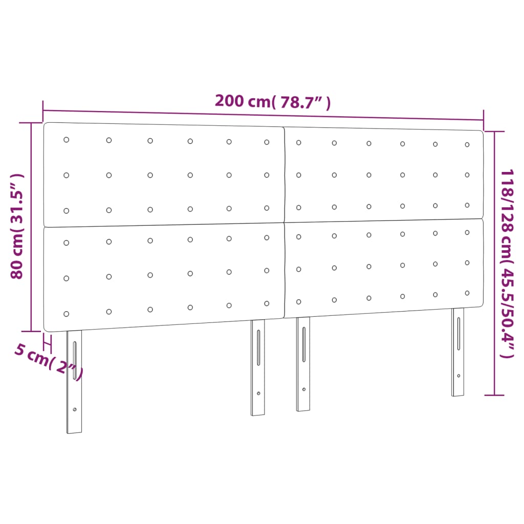 Posteljno vzglavje 4 kosa roza 100x5x78/88 cm žamet