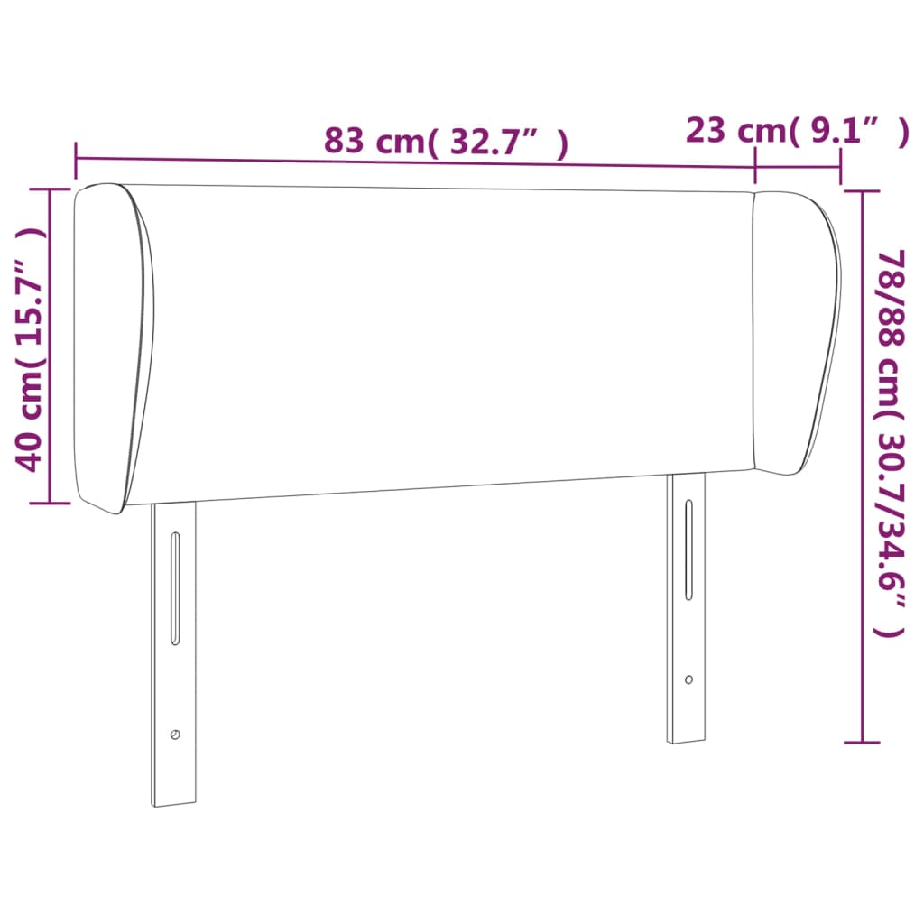 Vzglavje z ušesi temno zeleno 83x23x78/88 cm žamet