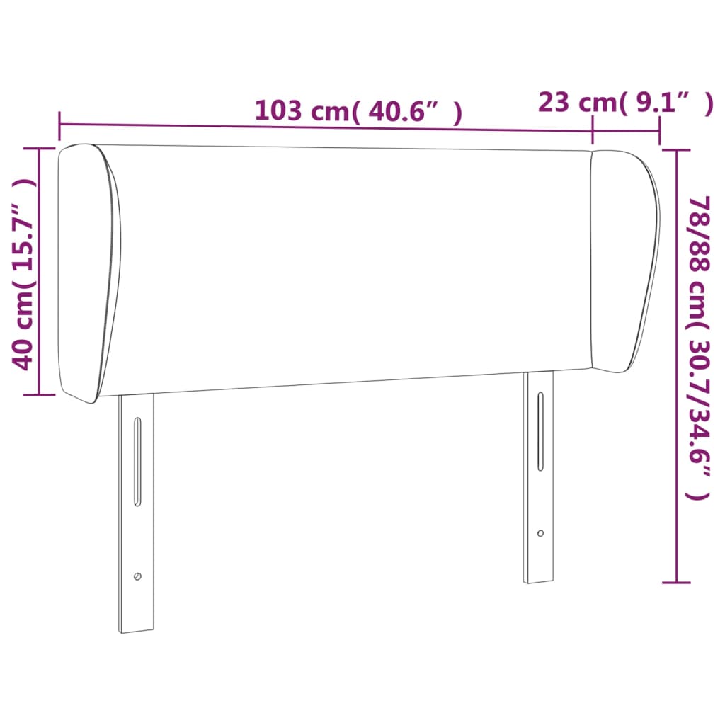 Vzglavje z ušesi temno modro 103x23x78/88 cm žamet