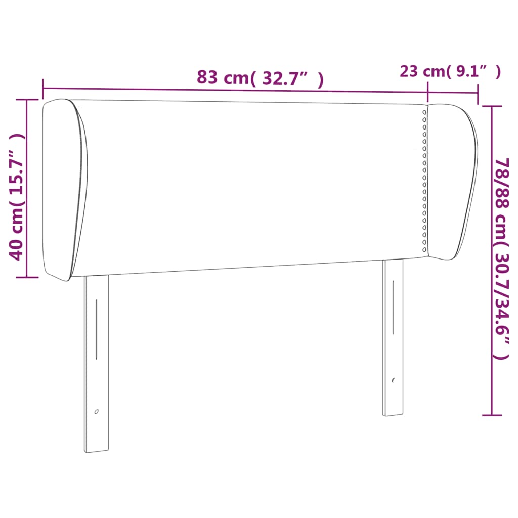 Vzglavje z ušesi temno modro 83x23x78/88 cm žamet