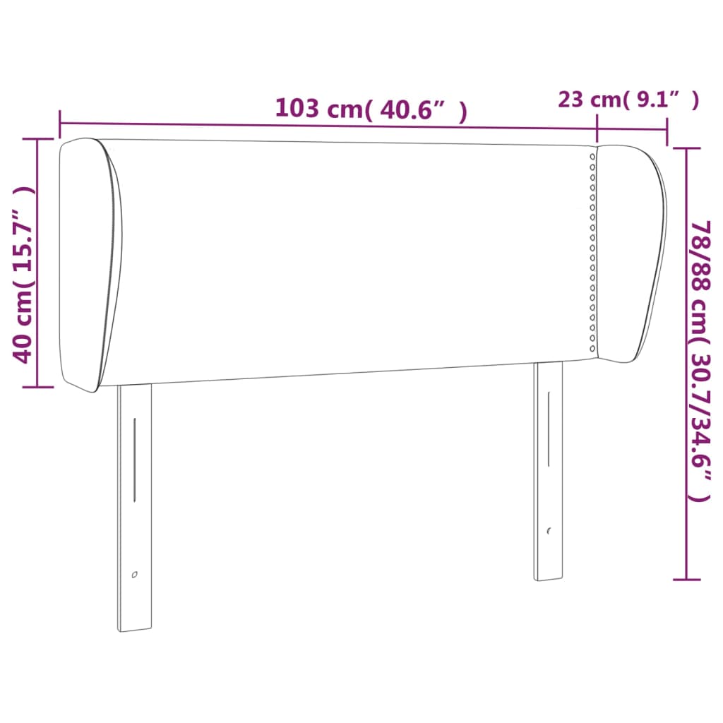 Vzglavje z ušesi temno modro 103x23x78/88 cm žamet