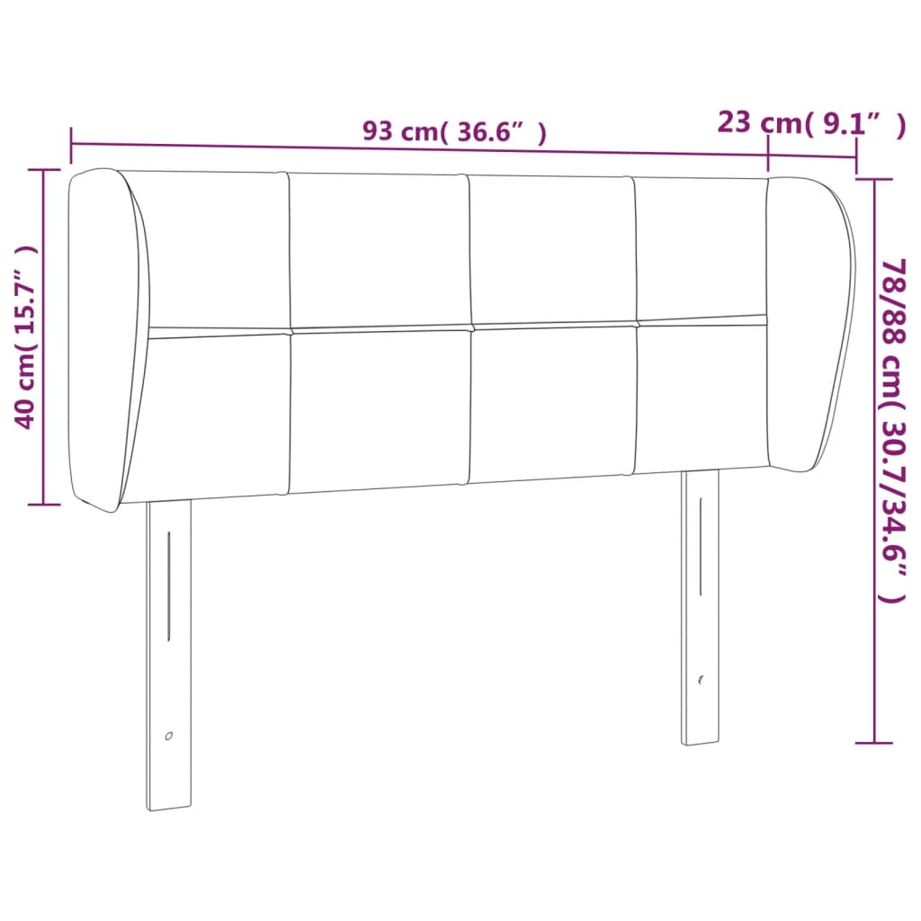 Vzglavje z ušesi svetlo sivo 93x23x78/88 cm žamet